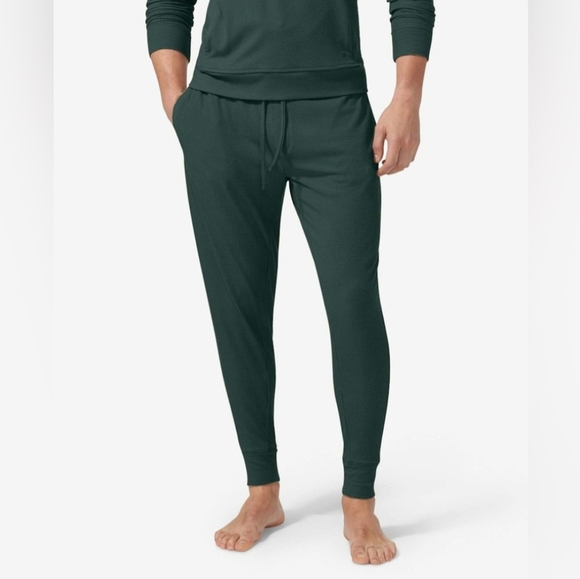 Tommy John Green Pine Grove Brushed Ribbed Long Jogger Loungewear Size Large - Picture 1 of 9